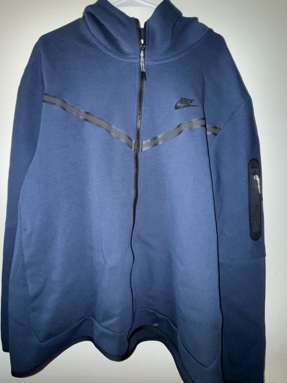 Nike Tech Navy Blue Full Zip Hoodie with Black Accents